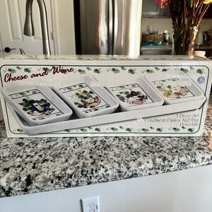 Cheese and Wine Porcelain Condiment Set